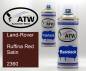 Preview: Land-Rover, Ruffina Red Satin, 2360: 400ml Sprühdose + 400ml Klarlack - Set, von ATW Autoteile West.